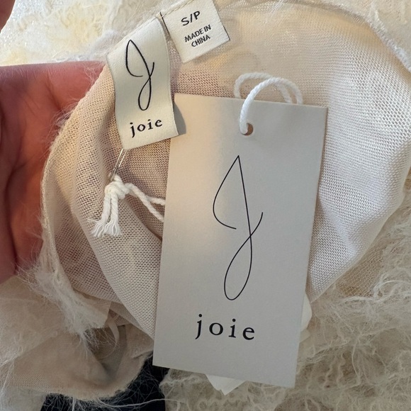 Joie Cream Lace Bow Front Peplum Top S | New with Tags - Picture 2 of 3